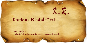 Karkus Richárd névjegykártya